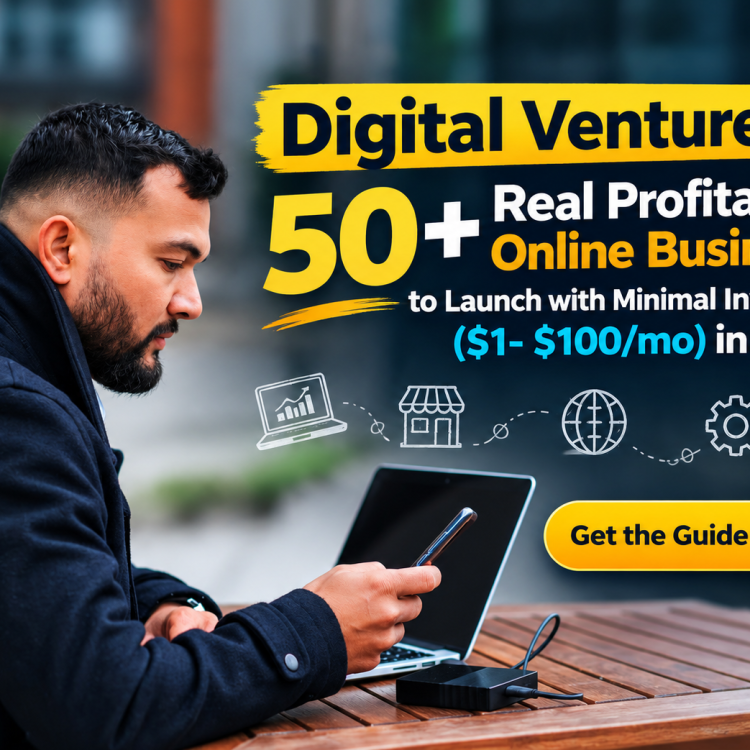 DIGITAL VENTURES 2026: 50+ Real Profitable Online Businesses to Launch with Minimal Investment $1 – $100 / month (Published on Amazon KDP)