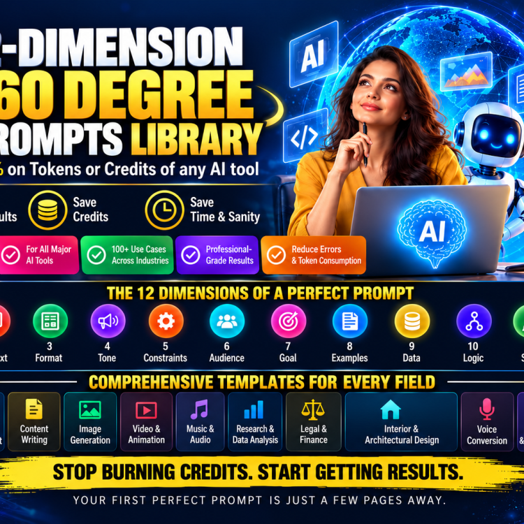AI Tools Prompt Library: Save upto 80% on AI Tools Tokens & Credits, Reduce Errors (Available on Amazon KDP)